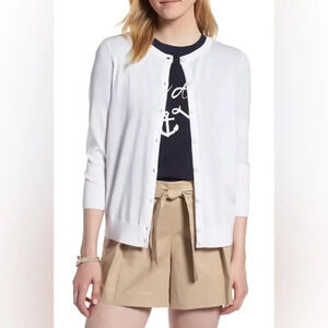 1901 Cotton Blend Cardigan, White, XL, NWT